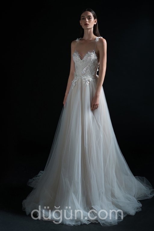 İnce Askılı A Kesim Gelinlik Modeli