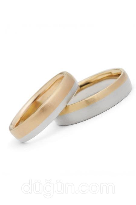 Beyaz ve Sarı Altın Alyans Modeli