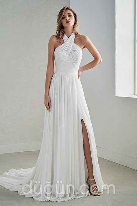 Sırasıyla seçim almak  Beyaz Şifon Elbise Modelleri