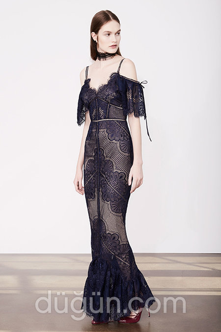 Siyah Dantelli Balık Elbise