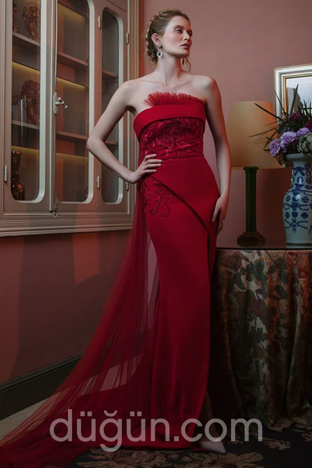 Straplez Yaka Uzun Balık Abiye