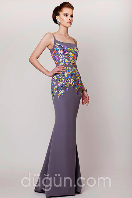 Renkli Balık Uzun Abiye Elbise