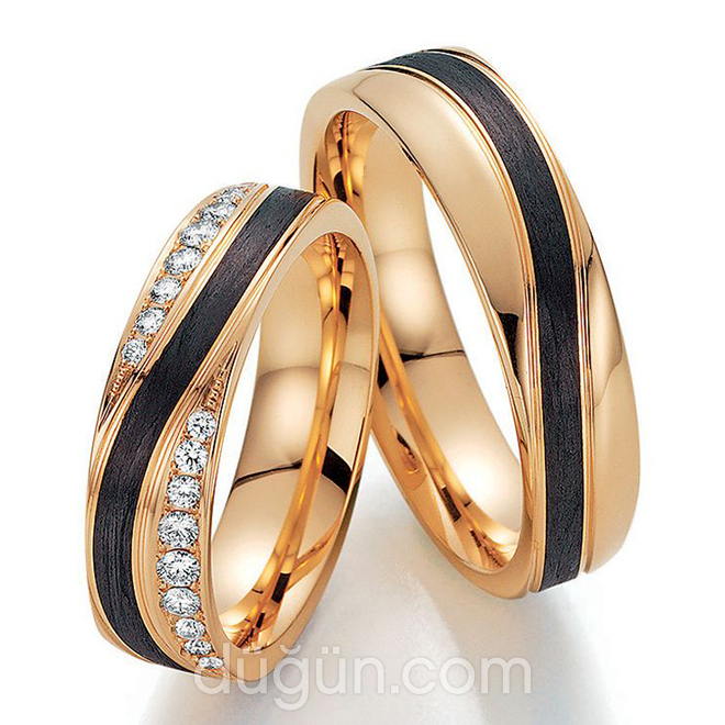 Siyah Detaylı Bombeli Alyans