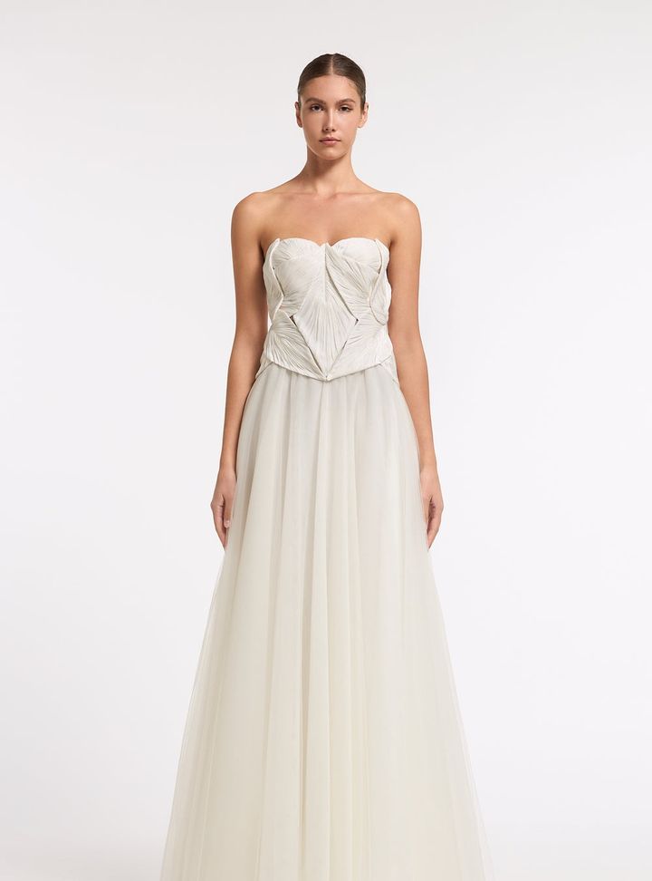 2026 Costarellos-13-26 Straplez Modern Düz Kesim Gelinlik