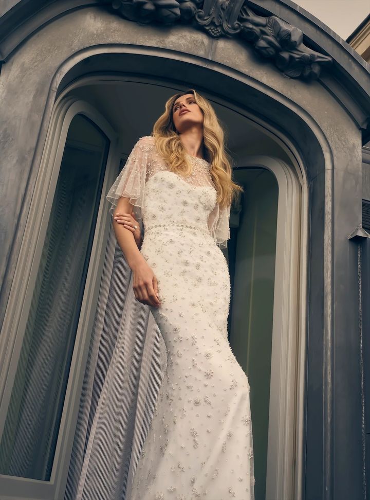 2025 Jenny Packham İllüzyon Yaka Gelinlik