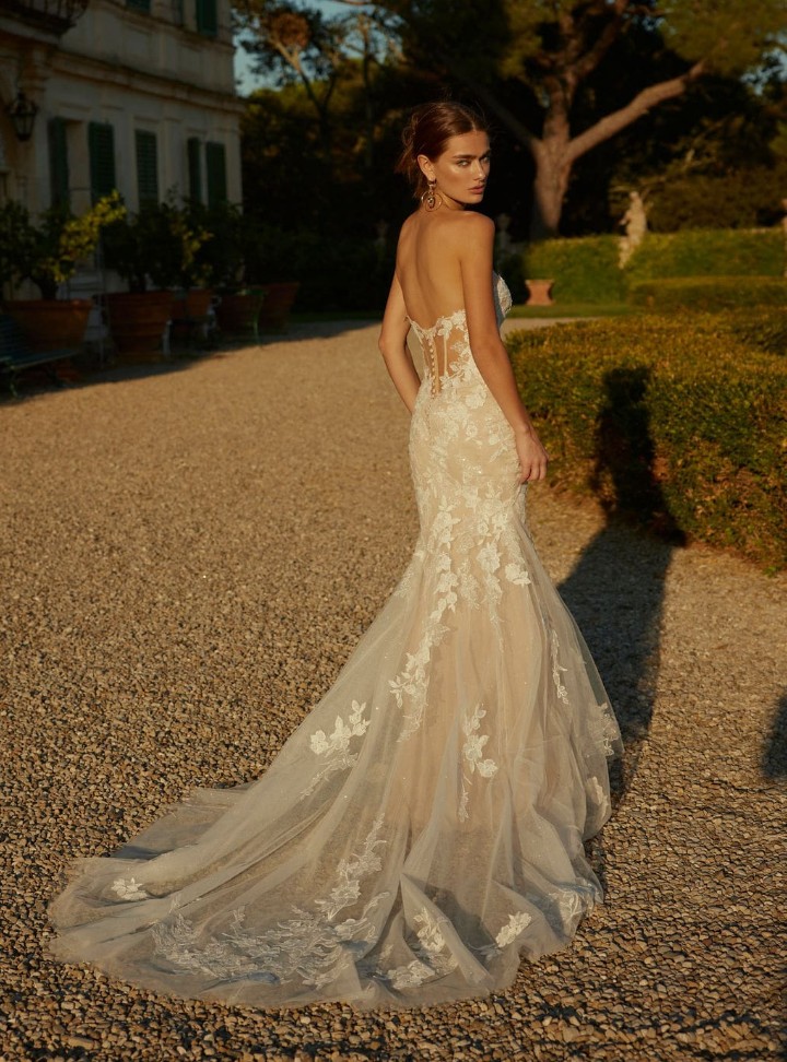 2026 Modeca Gelinlik 93-26 Balık Kesim Bohem Straplez Gelinlik