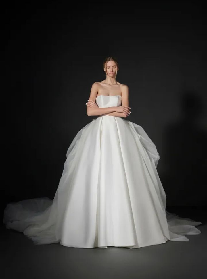 2025 Vera Wang Straplez Yaka A Kesim Gelinlik