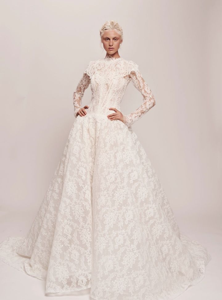 2026 Jaclyn Whyte-38-26 A Kesim Vintage Dekoltesiz Gelinlik