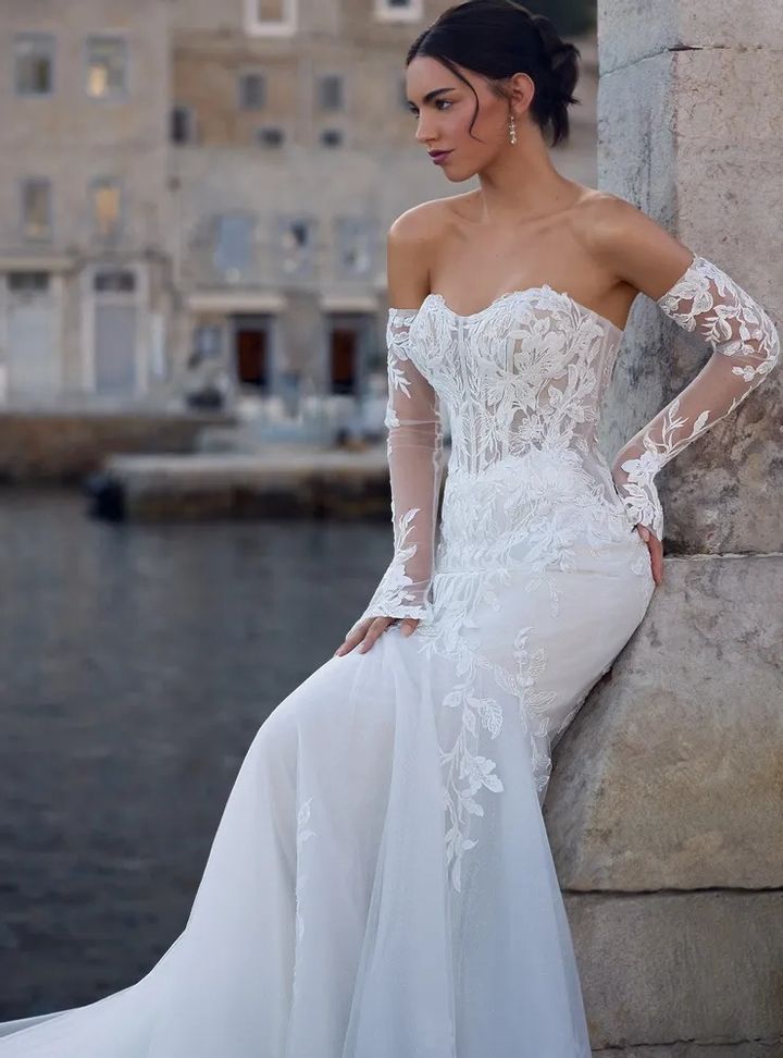 2025 Sophia Tolli -3-25 Balık Kesim Straplez Modern Gelinlik
