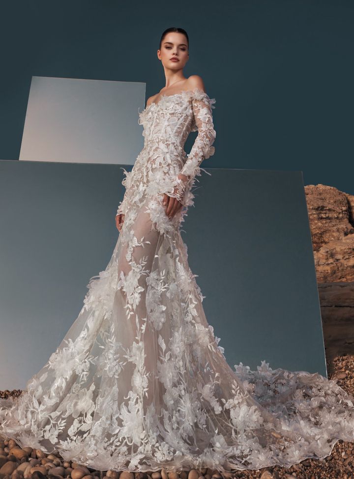 2025 Zuhair Murad Düşük Omuz Balık Gelinlik