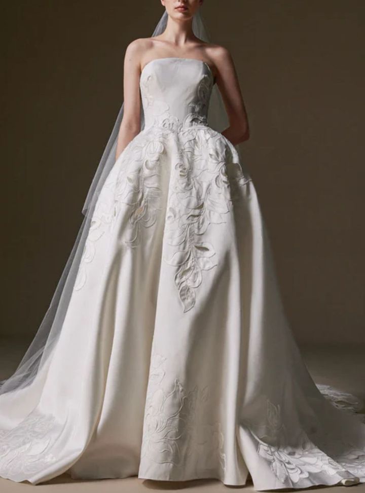 2026 La Premiere -47-26 Prenses Kesim Straplez Vintage Gelinlik