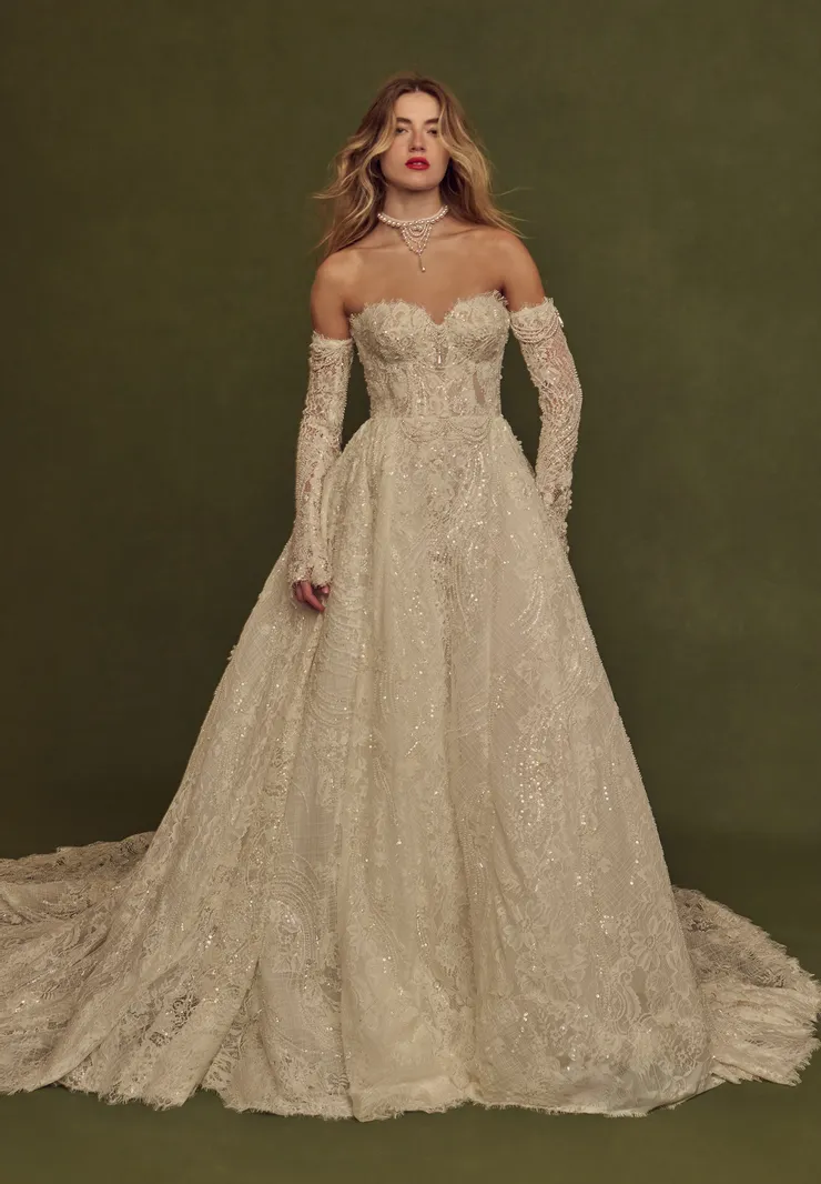 2026 Idan Cohen -7-26 A Kesim Straplez Sırt Dekolteli Gelinlik