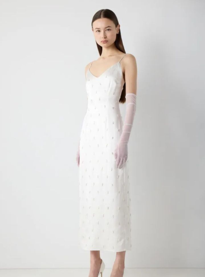 2025 Alejandra Alonso Rojas -5-25 V Yaka Modern Düz Kesim Gelinlik