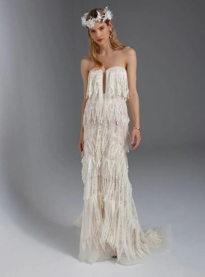 2025 Yolan Cris -5-25 Düz Kesim Gelinlik