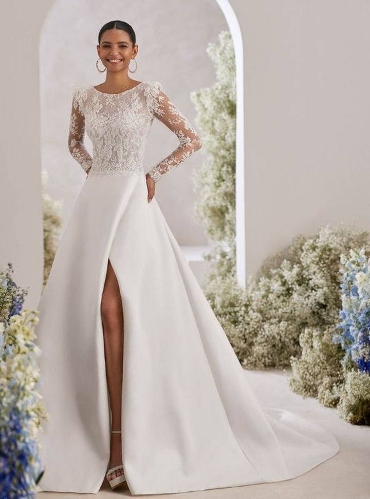 2025 Rosa Clara -10-25 A Kesim Bisiklet Yaka Gelinlik