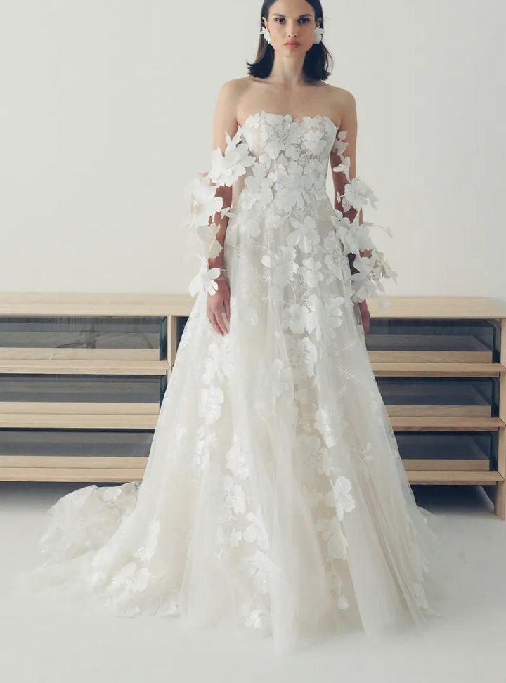 2025 Mira Zwillinger -5-25 A Kesim Düşük Omuz Gelinlik