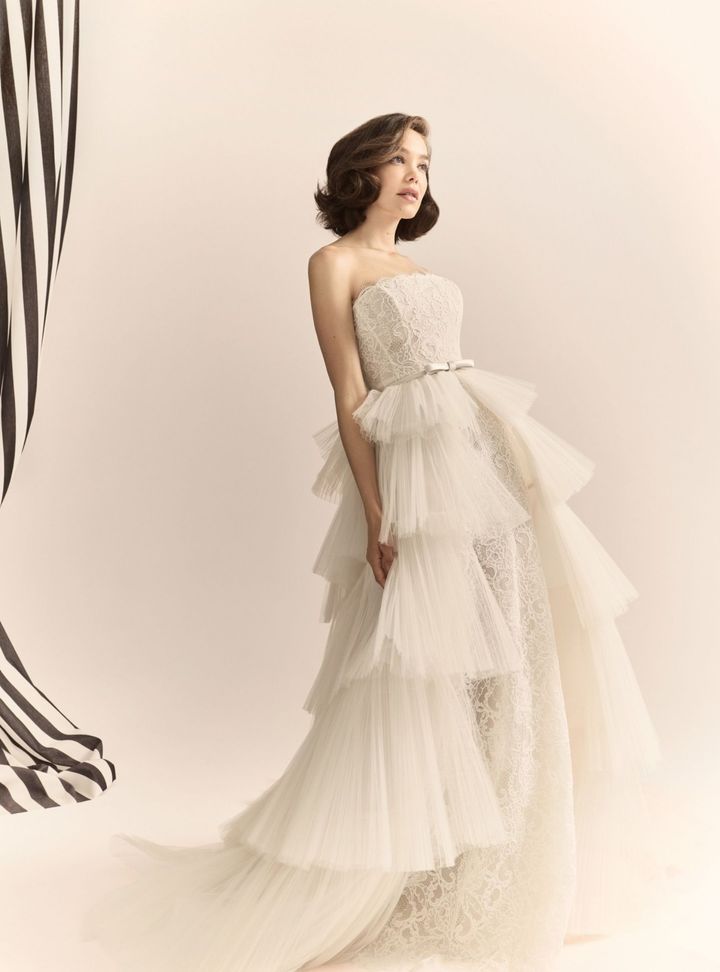 2026 Mark Ingram-27-26 A Kesim Straplez Göğüs Dekolteli Gelinlik