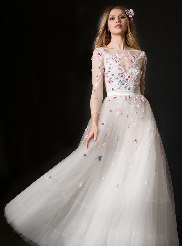 Temperley London Renkli İşlemeli A Kesim Gelinlik