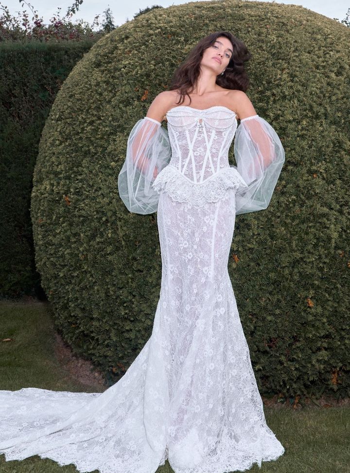 2026 Galia Lahav Alegria-32-26 Balık Kesim Straplez Vintage Gelinlik