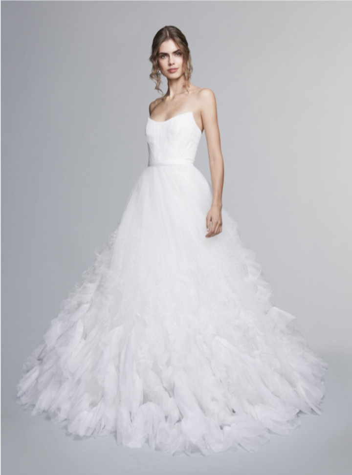 Marchesa Eteği Fırfırlı Gelinlik