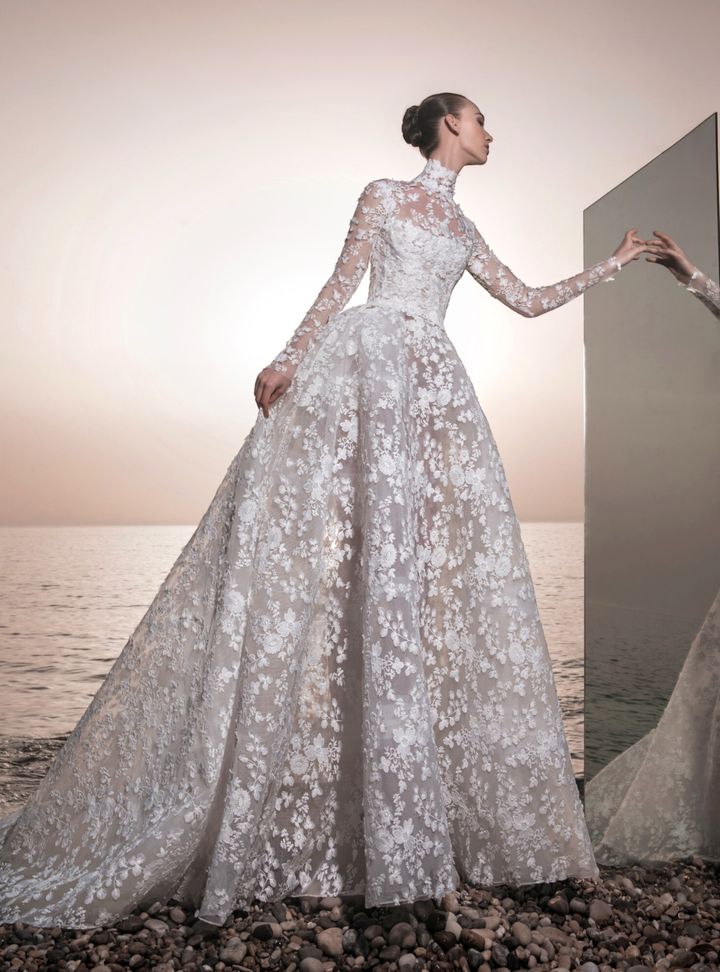 2025 Zuhair Murad İllüzyon Yaka A Kesim Gelinlik