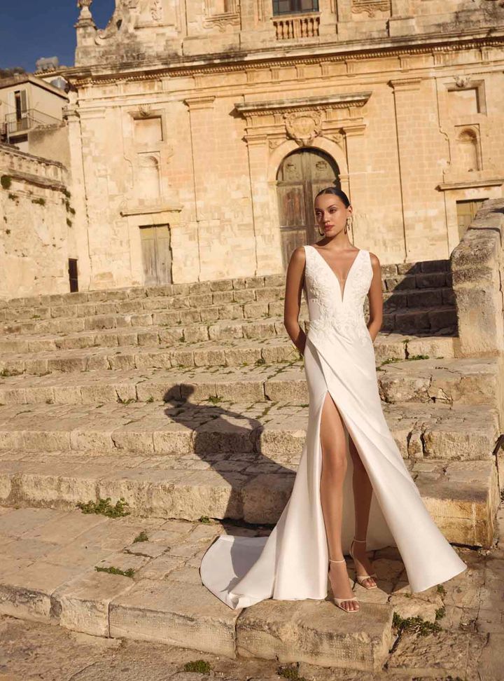 Modeca Gelinlik 04-26 Balık Kesim Bohem Tarlatansız Gelinlik