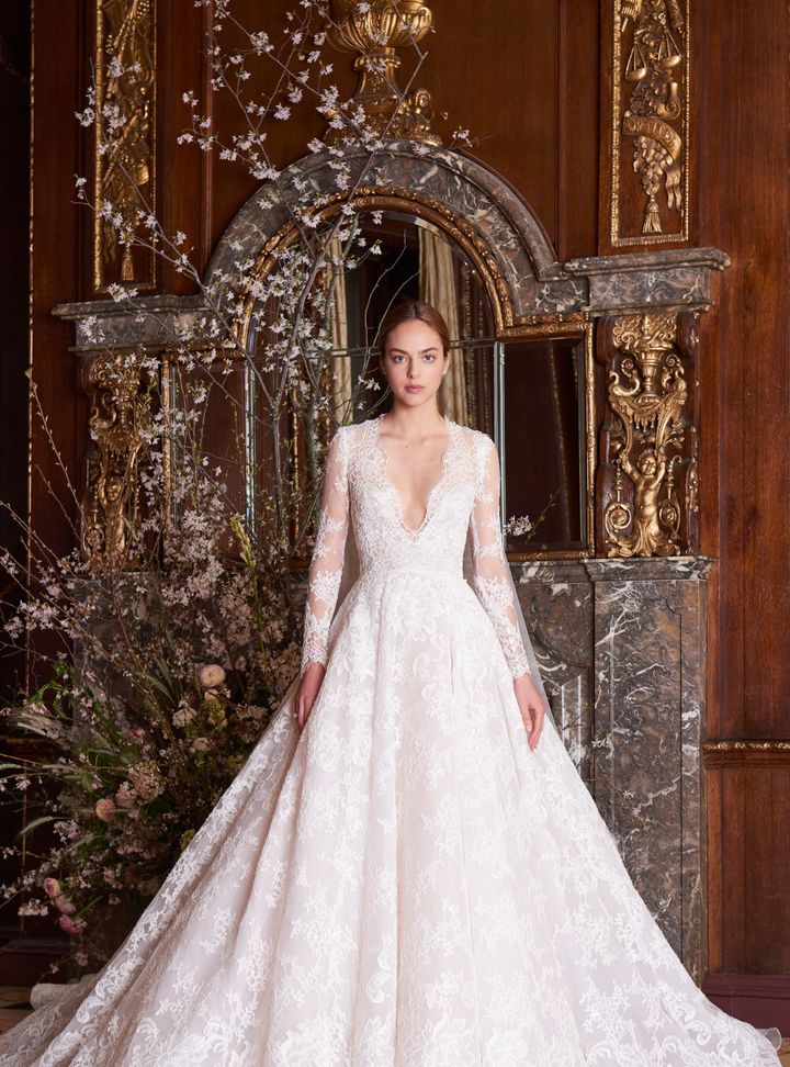 Monique Lhuillier Dantelli A Kesim Gelinlik