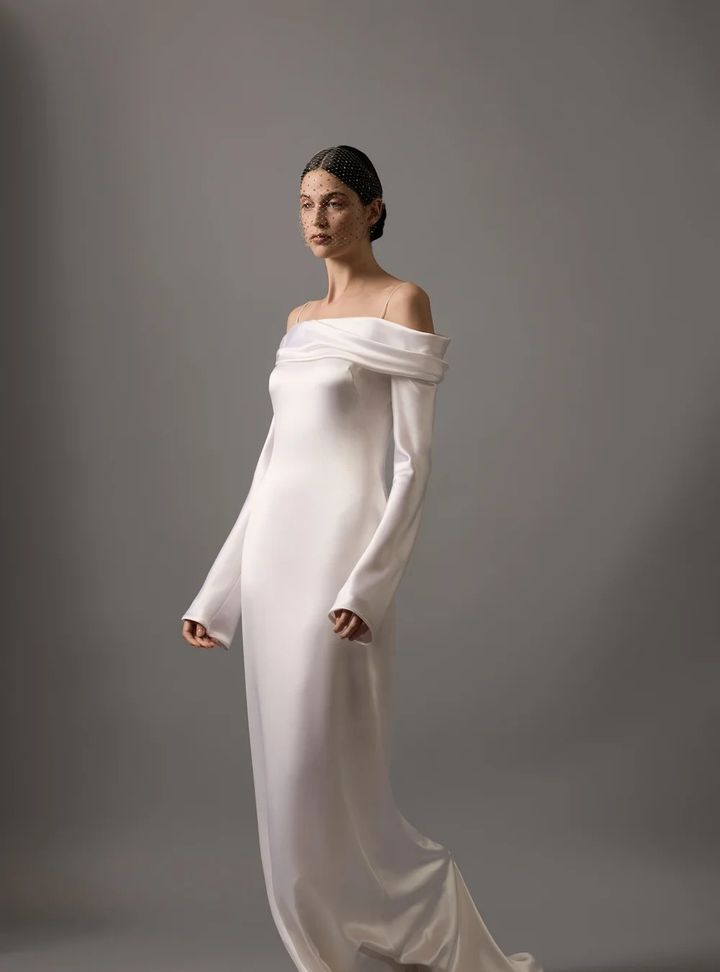 2026 House Of Gilles 24-26 Vintage Tarlatansız Düşük Omuz Gelinlik