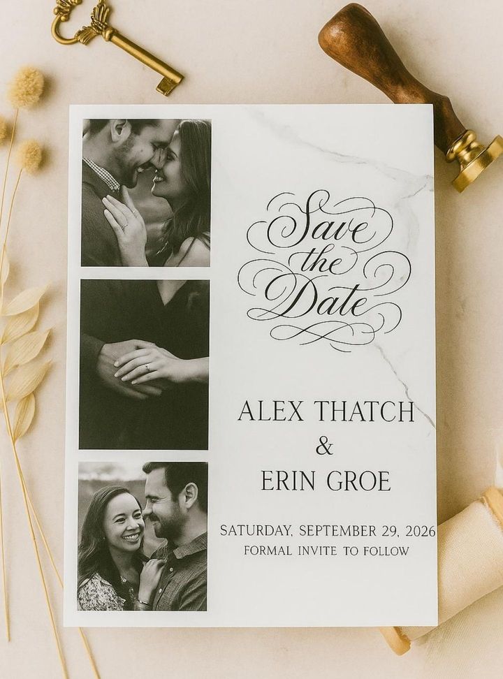 DVT-24-26 Düğün Fotoğraflı Sade Davetiye