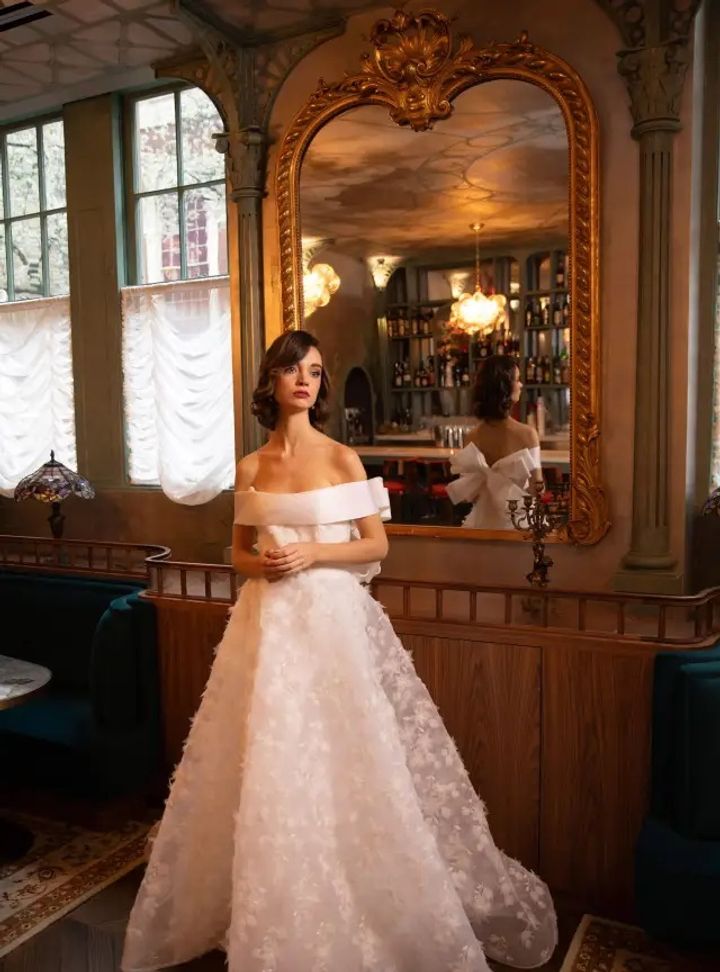 2025 Nardos -4-25 A Kesim Düşük Omuz Gelinlik