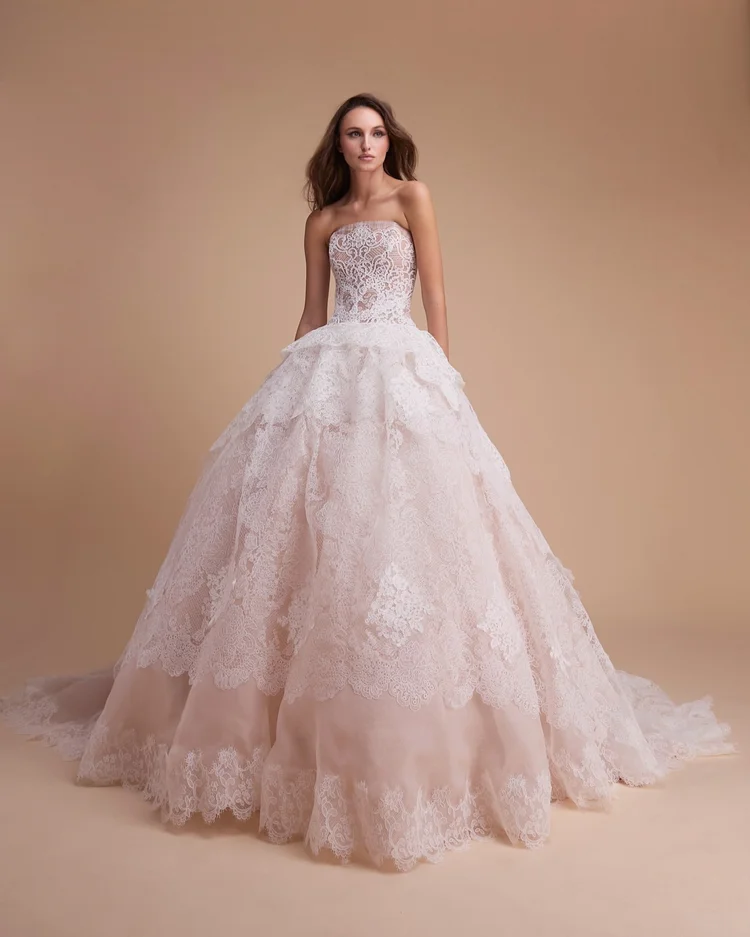 2026 Jaclyn Whyte -20-26 Prenses Kesim Straplez Romantik Gelinlik