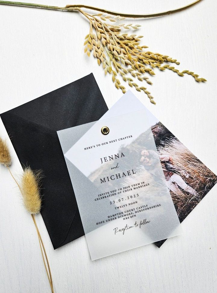 DVT-82-26 Düğün Fotoğraflı Şeffaf Davetiye