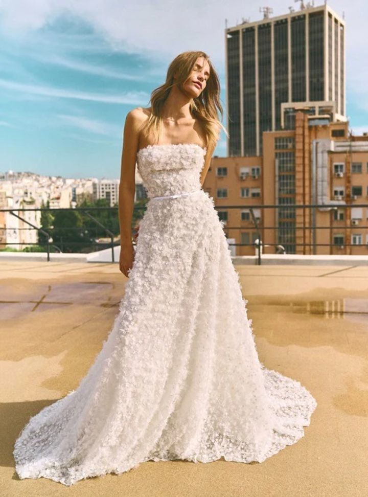 2025 Costarellos A Kesim Straplez Yaka Gelinlik