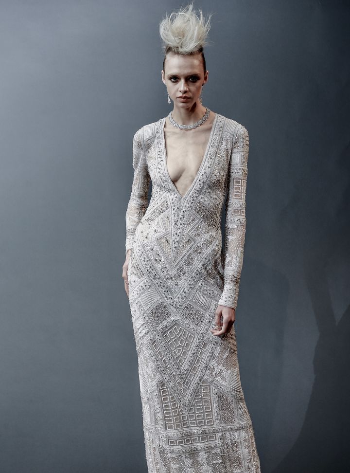 Naeem Khan Geometrik Desenli Gelinlik Modeli