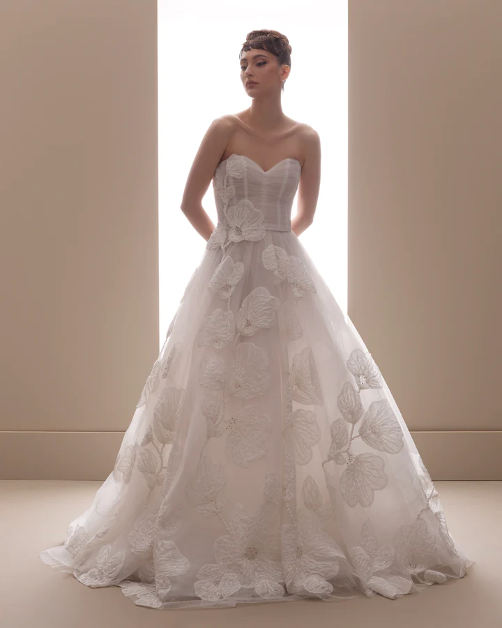 2026 Francesca Miranda -11-26 A Kesim Straplez Göğüs Dekolteli Gelinlik