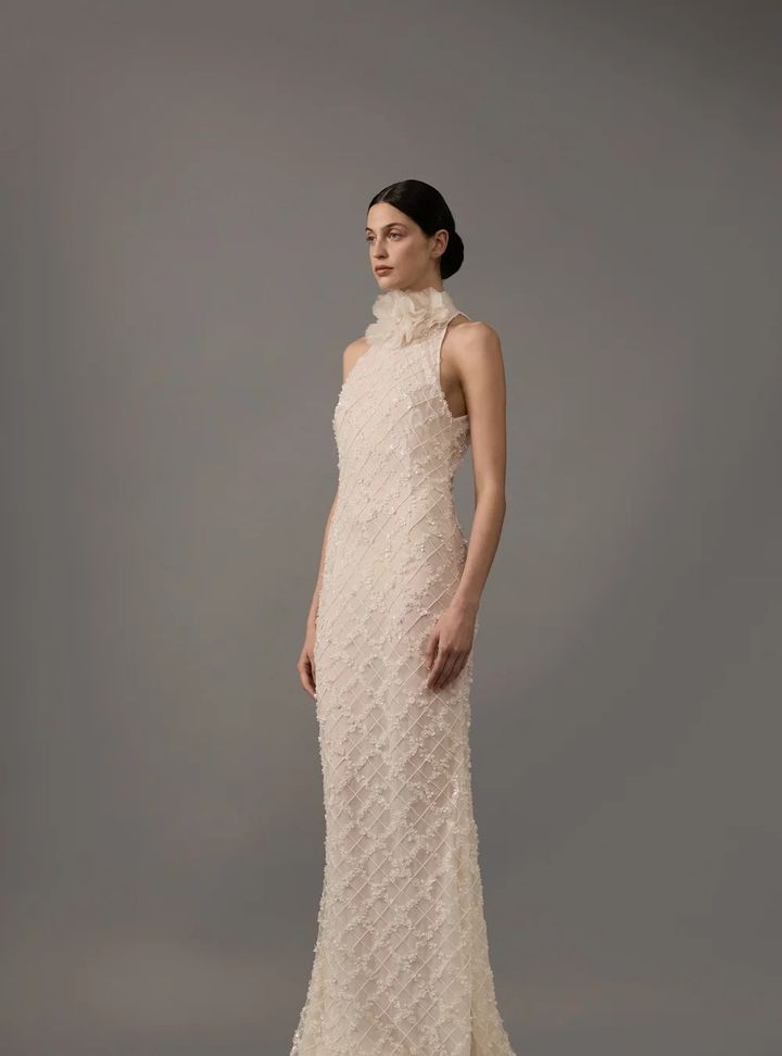 2026 House Of Gilles 17-26 Bohem Tarlatansız Halter Yaka Gelinlik