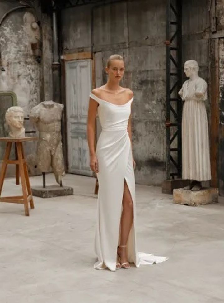 2025 Dana Harel -1-25 Balık Kesim Kayık Yaka Gelinlik