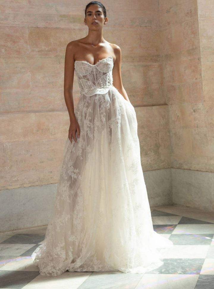 2025 Liz Martinez -5-25 Straplez Modern Düz Kesim Gelinlik