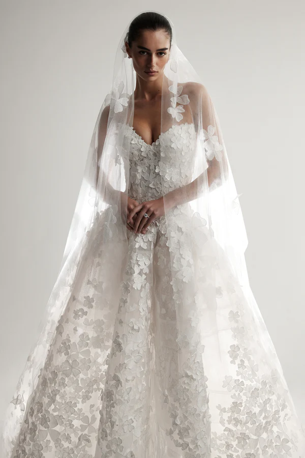 2026 Monique Lhuillier -21-26 A Kesim Straplez Göğüs Dekolteli Gelinlik