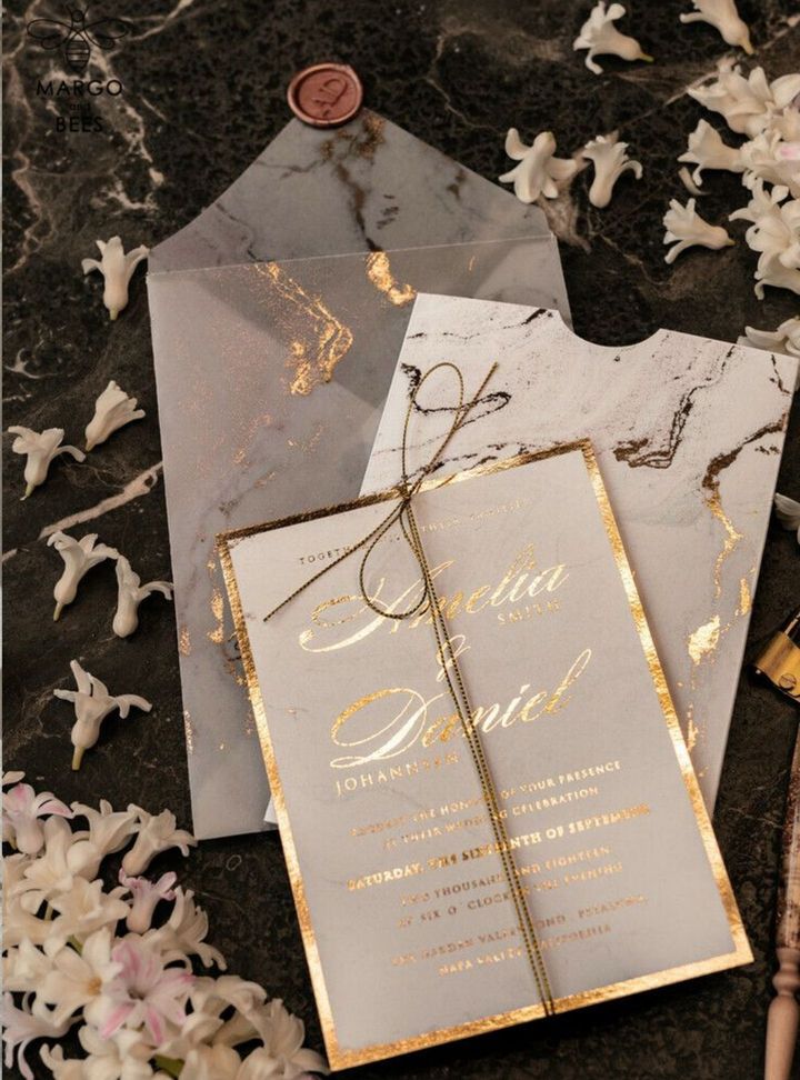 DVT-194-26 Altın Varaklı Düğün Davetiye