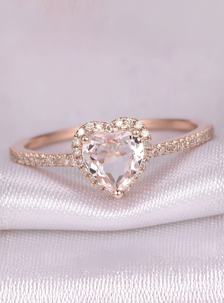 Rose Gold Kalp Tektaş Yüzük