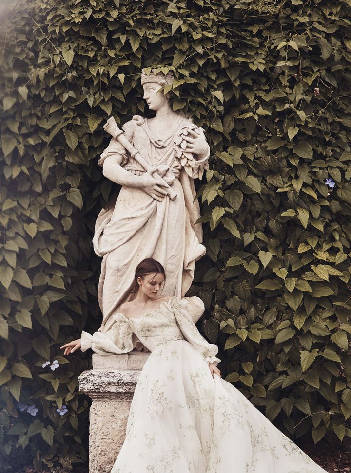 Monique Lhuillier Kabarık Omuzlu Gelinlik