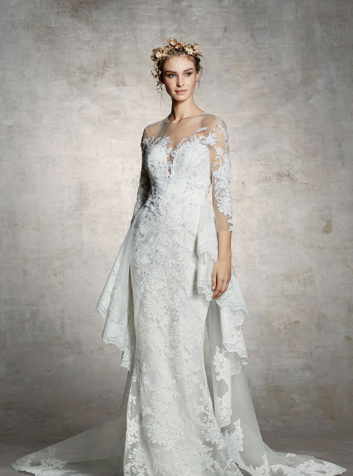 Marchesa İllüzyon Yaka Gelinlik