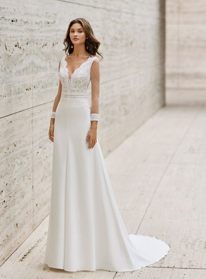 İllüzyon Yaka Dantel Gelinlik