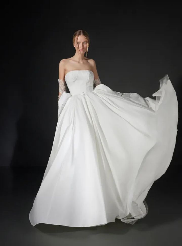 2025 Vera Wang Straplez Yaka A Kesim Gelinlik