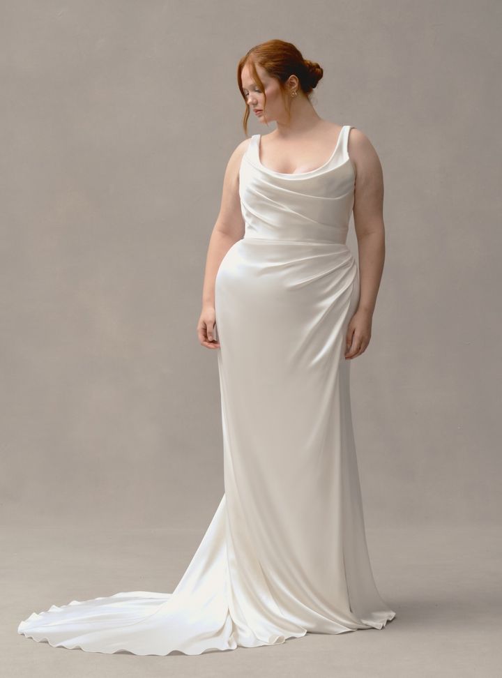 2025 Alexandra Grecco -1-25 Düz Kesim U Yaka Gelinlik