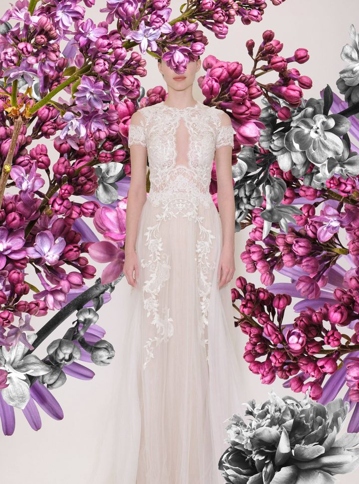 Reem Acra Dekolteli Gelinlik