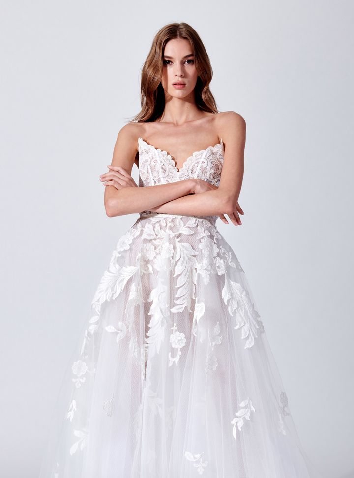 Oscar de la Renta Straplez A Kesim Gelinlik A Kesim Straplez Modern Gelinlik