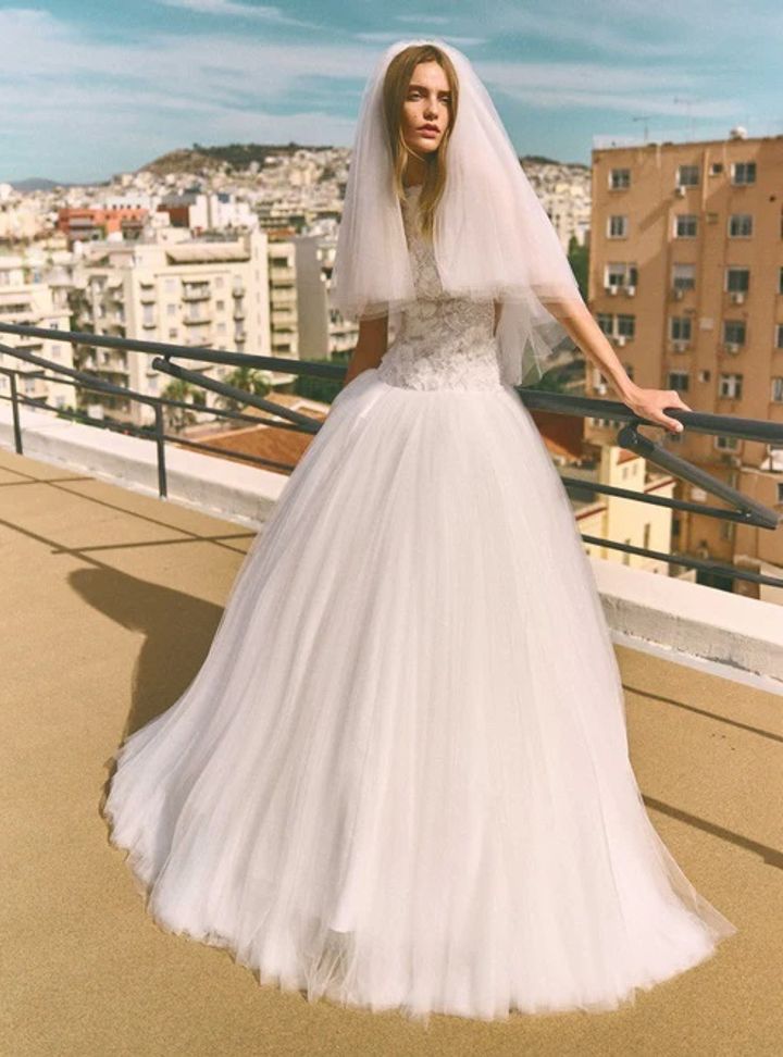 2025 Costarellos Düşük Halter Yaka A Kesim Gelinlik