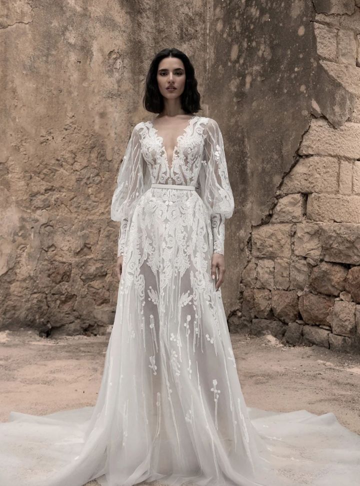 2026 Saiid Kobeisy -41-26 A Kesim V Yaka Göğüs Dekolteli Gelinlik